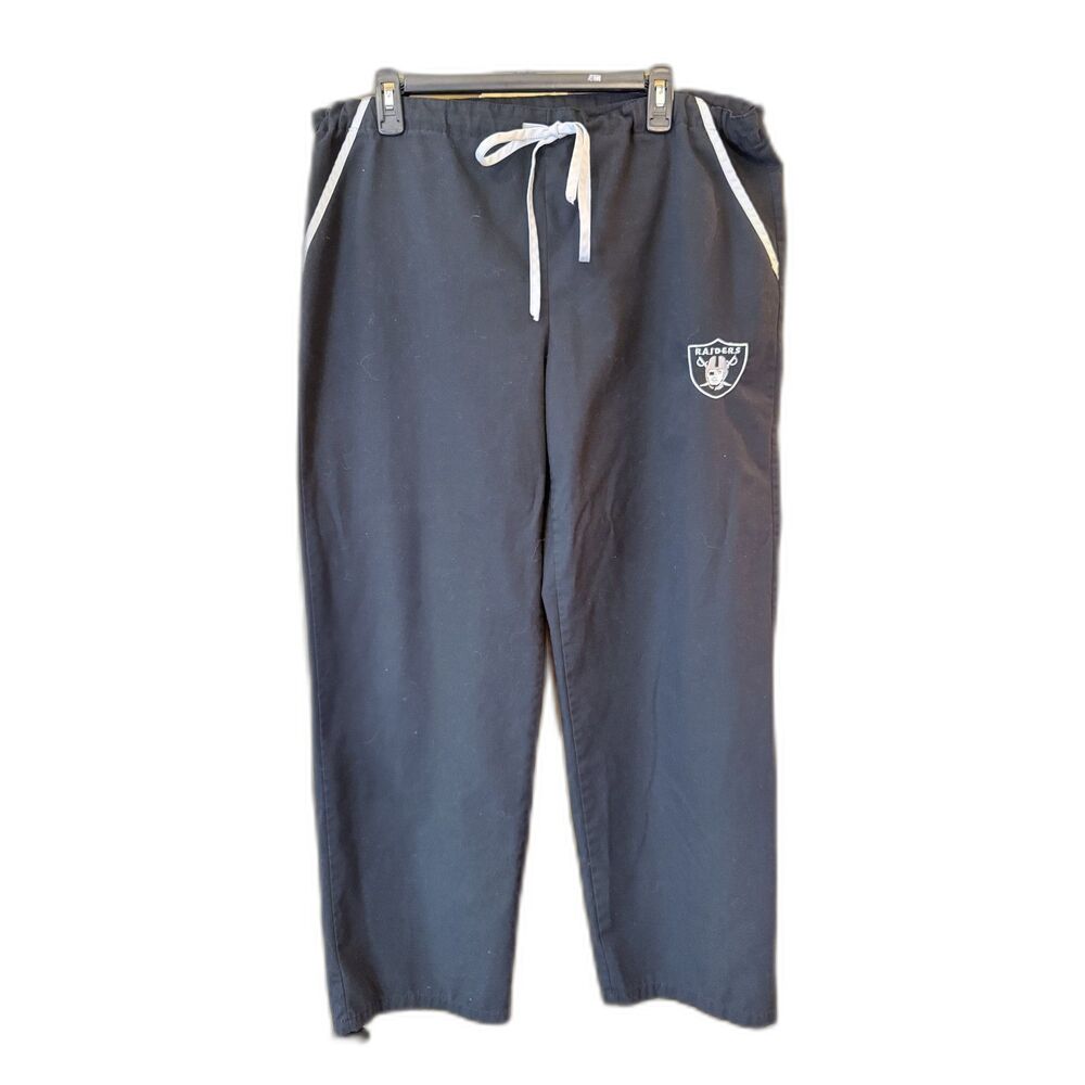 Las Vegas Raiders NFL Black Drawstring Pants Gray Piping Lounge Pants M